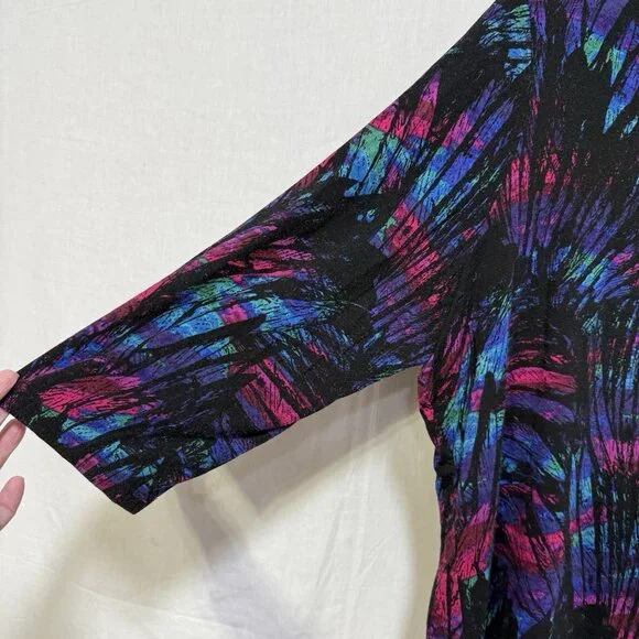 Ruby Rd Womens Blouse Plus 2X Boat Neck Colorful 3/4 Sleeve Shirt Top Artsy Art - Picture 4 of 8